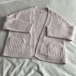 Light Pink Thick Knit Oversized Sweater Cardigan